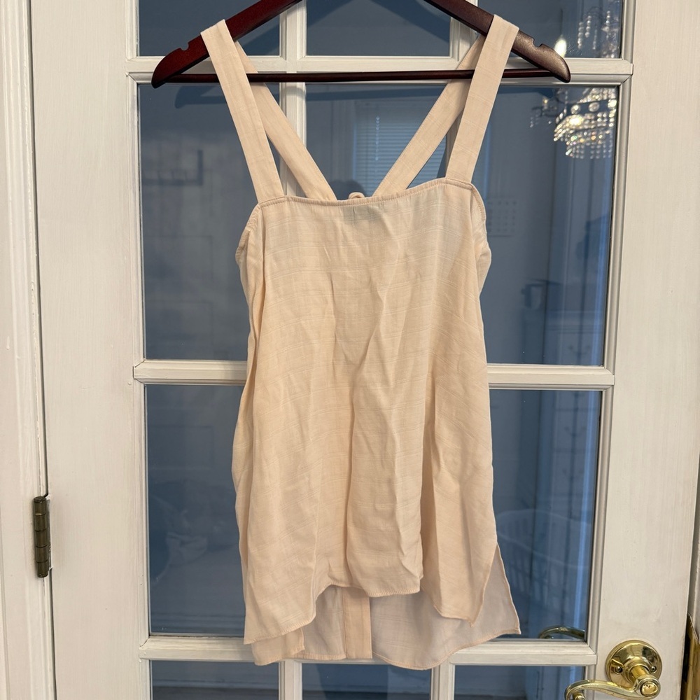 L'ACADEMIE Women's Cream Flowy Flyaway Back Tank Top Size M